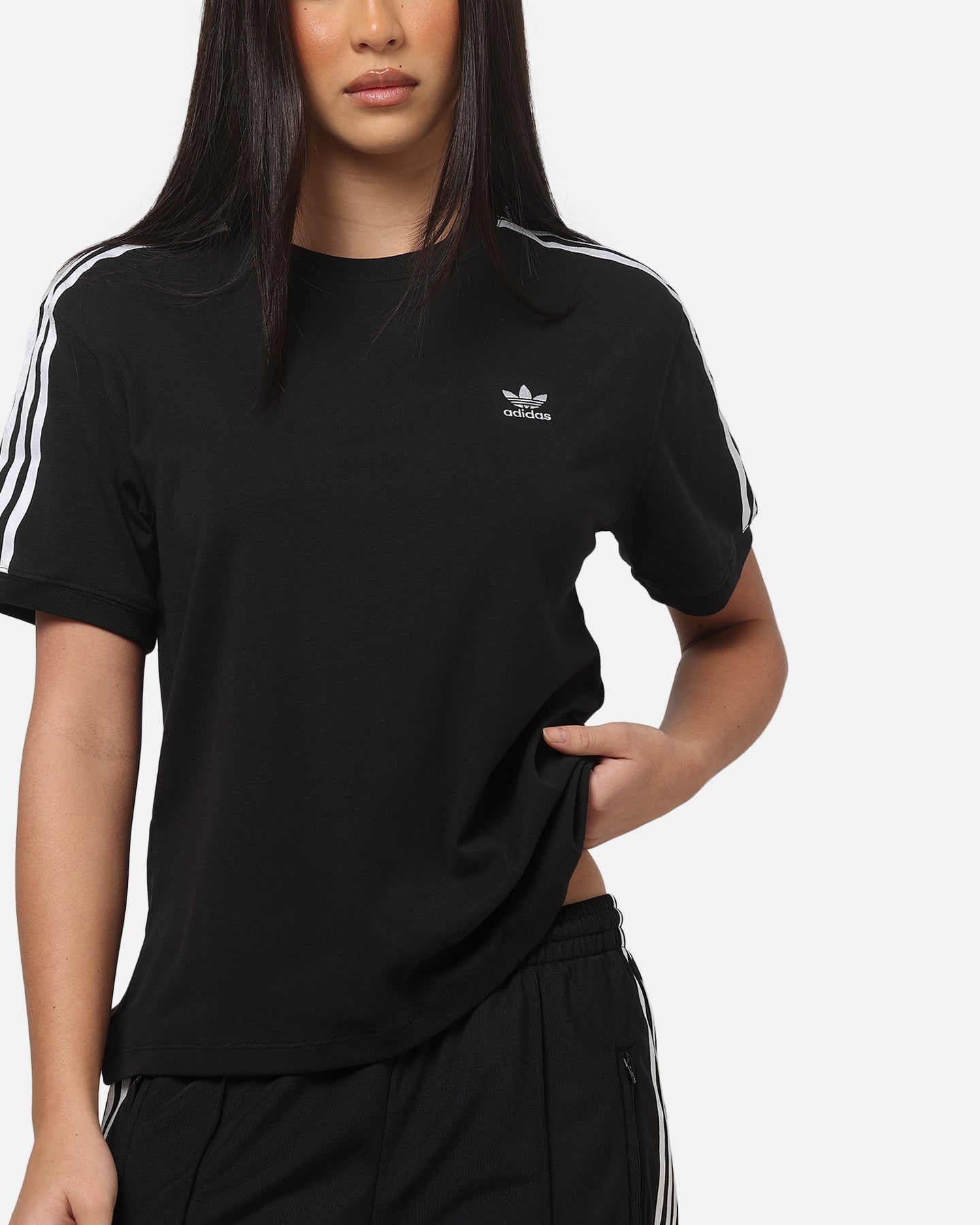 Adidas Women's 3 Stripe T-Shirt Black/White