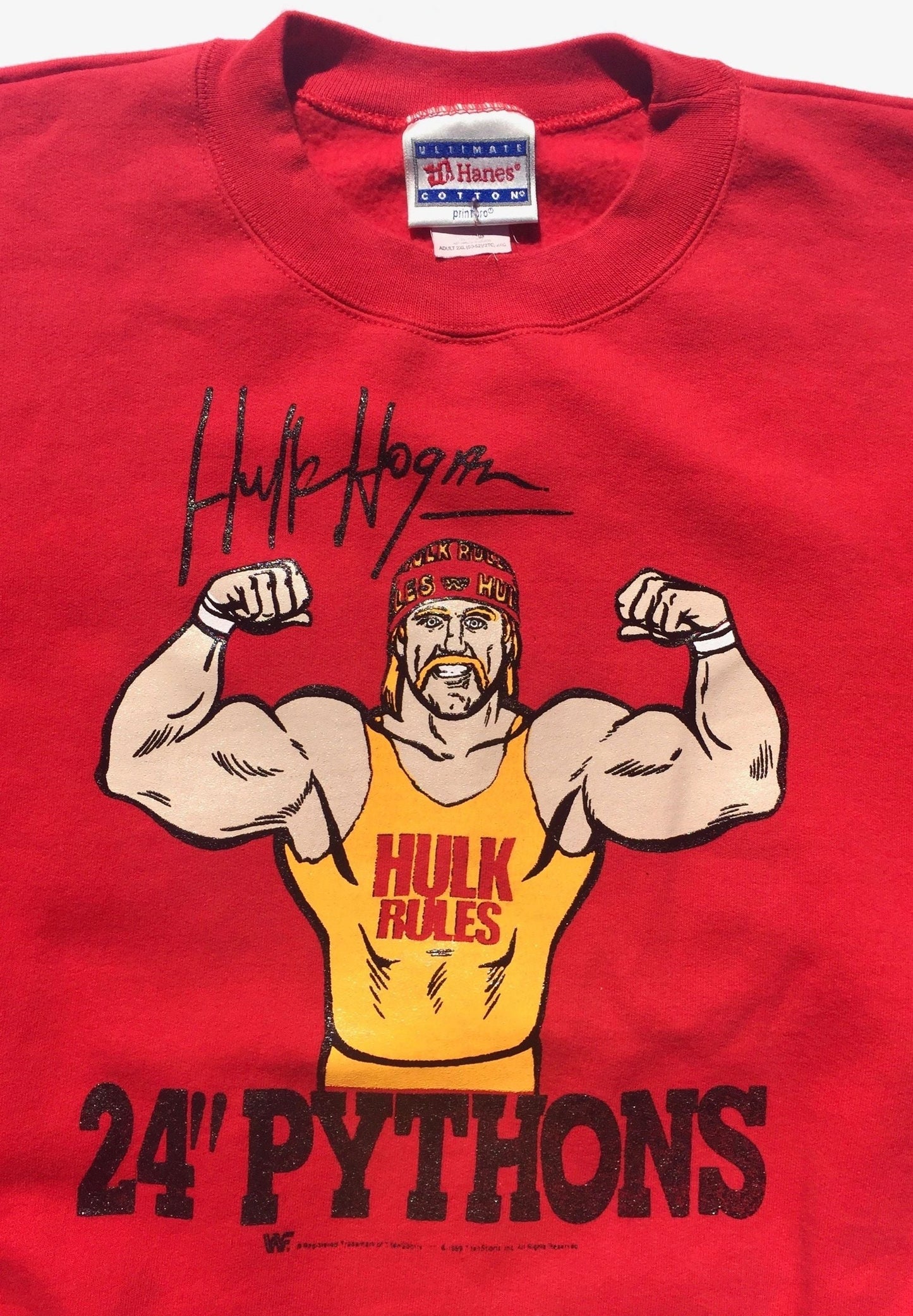 80s Hulk Hogan Hulkamania 24" Pythons WWF Crew Sweatshirt Size Medium