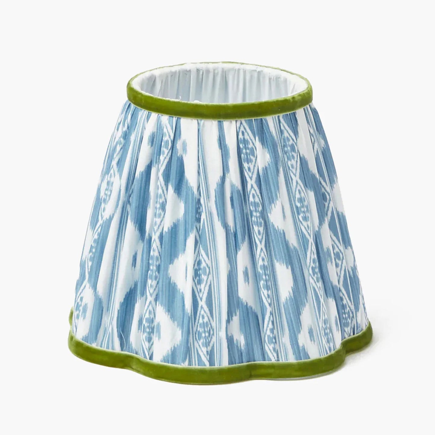 Short Rechargeable Lamp with Blue & Green Ikat Shade (18cm)