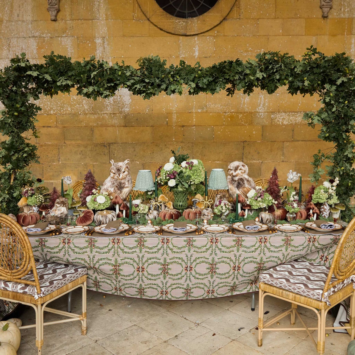 Striped Acorn Garland Tablecloth
