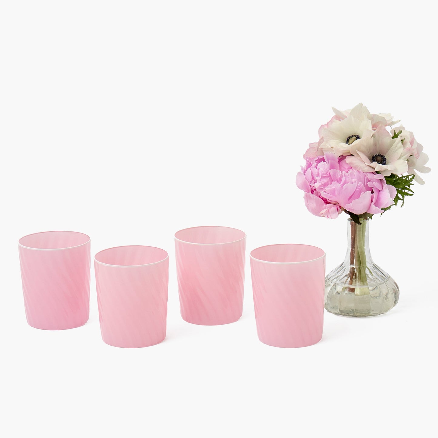 Petal Pink Swirl Water Glasses (Set of 4)