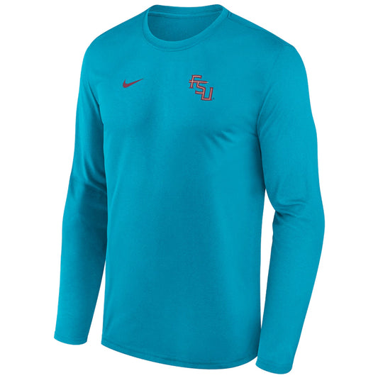 Nike Men's Stacked FSU Long Sleeve Dri-fit Legend T-shirt - Turquoise