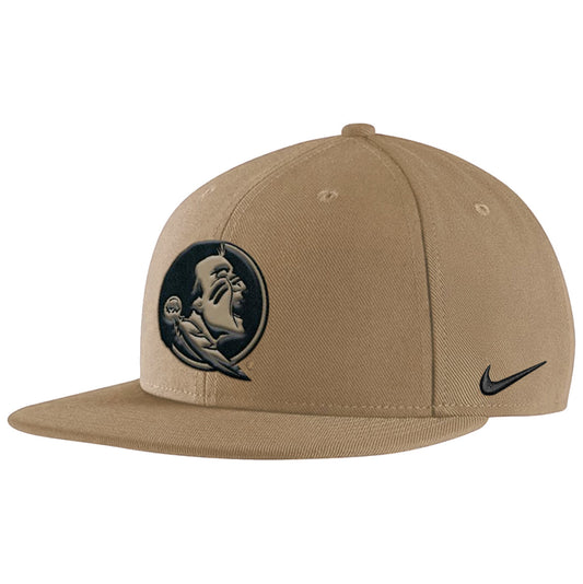 Nike Men's Seminole Logo Adjustable Dri-fit Pro Academic Flatbill Hat - Beige