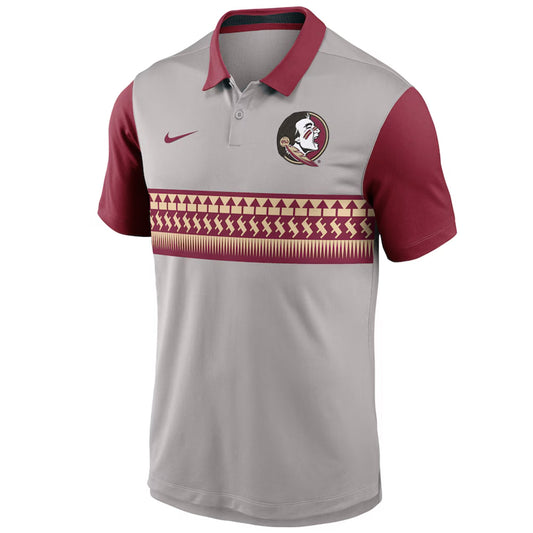 Nike Men's 2025 Seminole Logo Vapor Polo - Pewter Grey/Garnet