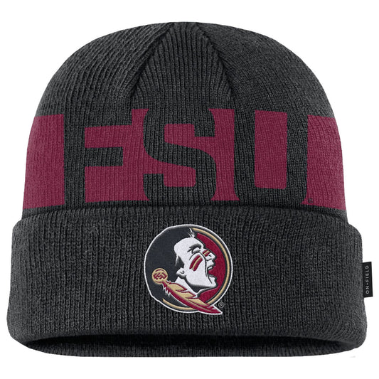 Nike Men's FSU Seminole Logo Utility Gameday Cuffed Knit Beanie - Black