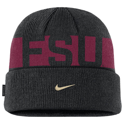 Nike Men's FSU Seminole Logo Utility Gameday Cuffed Knit Beanie - Black