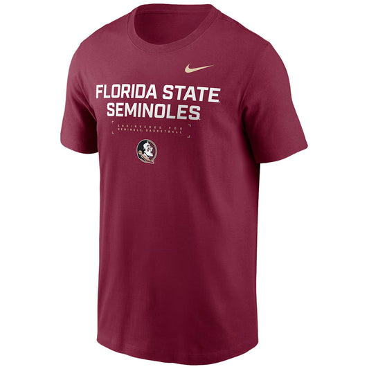 Nike Men's Florida State Seminoles/Seminole Logo Basketball Design Dri-fit Cotton Short Sleeve T-shirt - Garnet