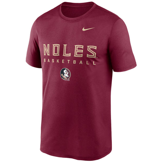 Nike Men's Noles Basketball Seminole Logo Design Dri-Fit Legend Short Sleeve T-shirt - Garnet