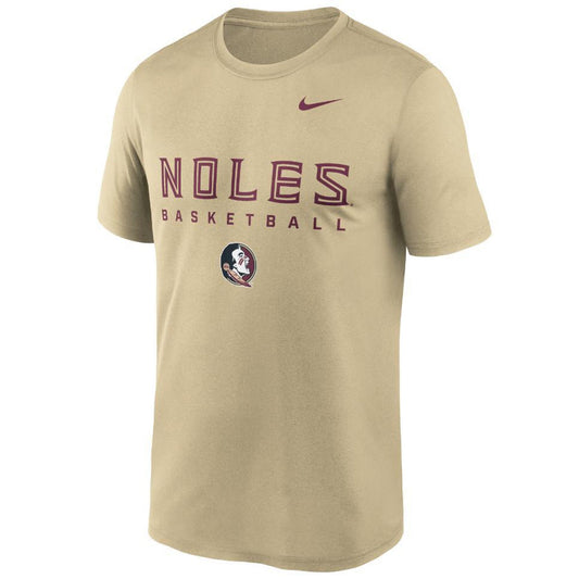Nike Men's Noles Basketball Seminole Logo Design Dri-Fit Legend Short Sleeve T-shirt - Gold