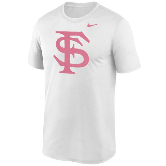 Nike Men's Pink Interlocking FS Logo Short Sleeve T-shirt - White