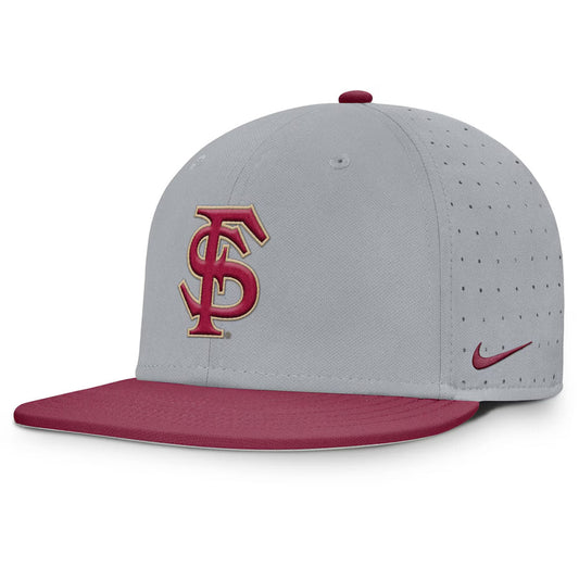 Nike Men's Interlocking FS Dri-fit True Structured Aero Bill Fitted Hat - Grey/Garnet