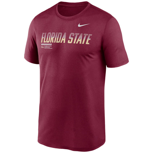Nike Men's Florida State Design Dri-fit Legend Short Sleeve Performance T-shirt - Garnet