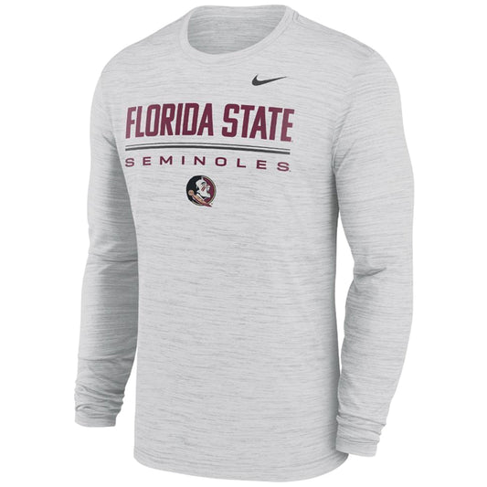 Nike Men's Florida State Seminoles/Seminole Logo Long Sleeve Dri-fit Velocity T-shirt - White