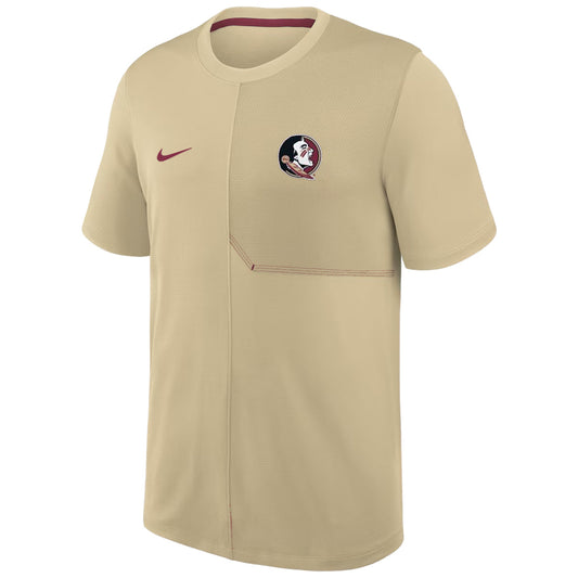 Nike Men's Seminole Logo Dri-fit Short Sleeve Coach UV Top - Gold