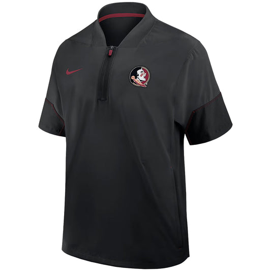 Nike Men's Seminole Logo Lightweight Short Sleeve Coach's Jacket - Black