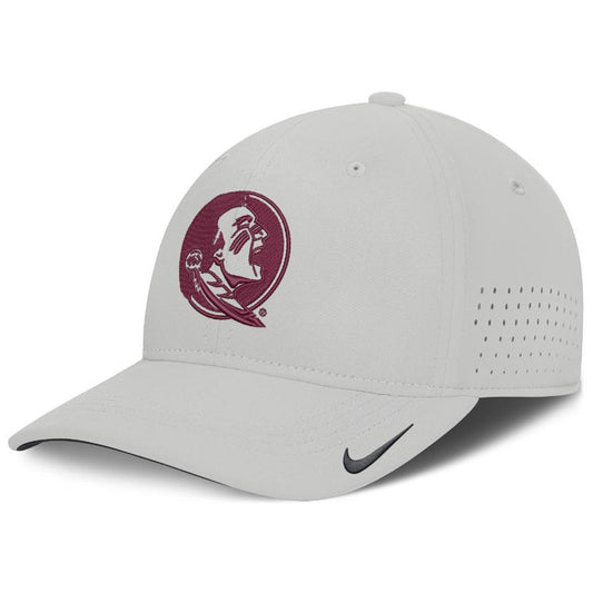 Nike Men's Seminole Logo Dri-fit Club Practice Aerobill Swoosh Flex Hat - Grey