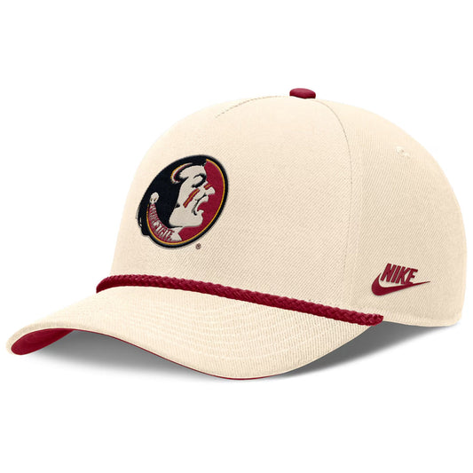 Nike Men's Vault Seminole Logo Adjustable Rise Vintage Structured Hat - Natural/Crimson