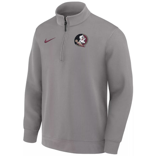 Nike Men's Seminole Logo Dri-fit Coaches Half-Zip Top - Dark Gray