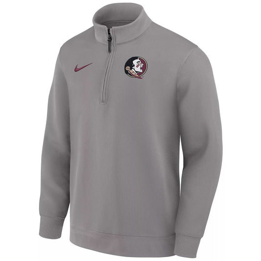Nike Men's Seminole Logo Dri-fit Coaches Half-Zip Top - Dark Gray