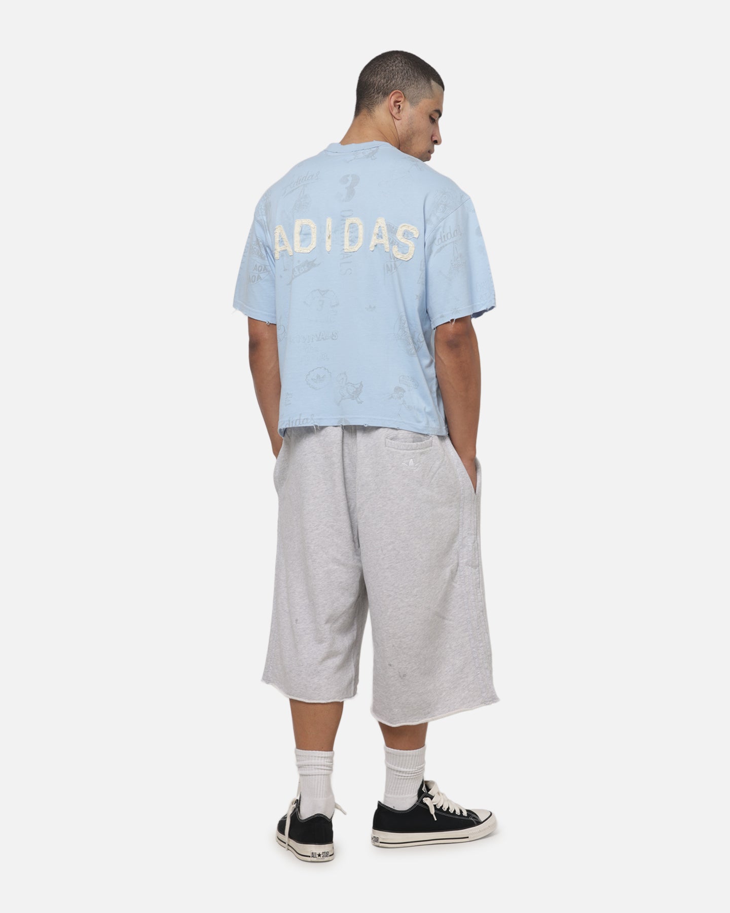 Adidas Vintage All Over Print T-Shirt Light Blue