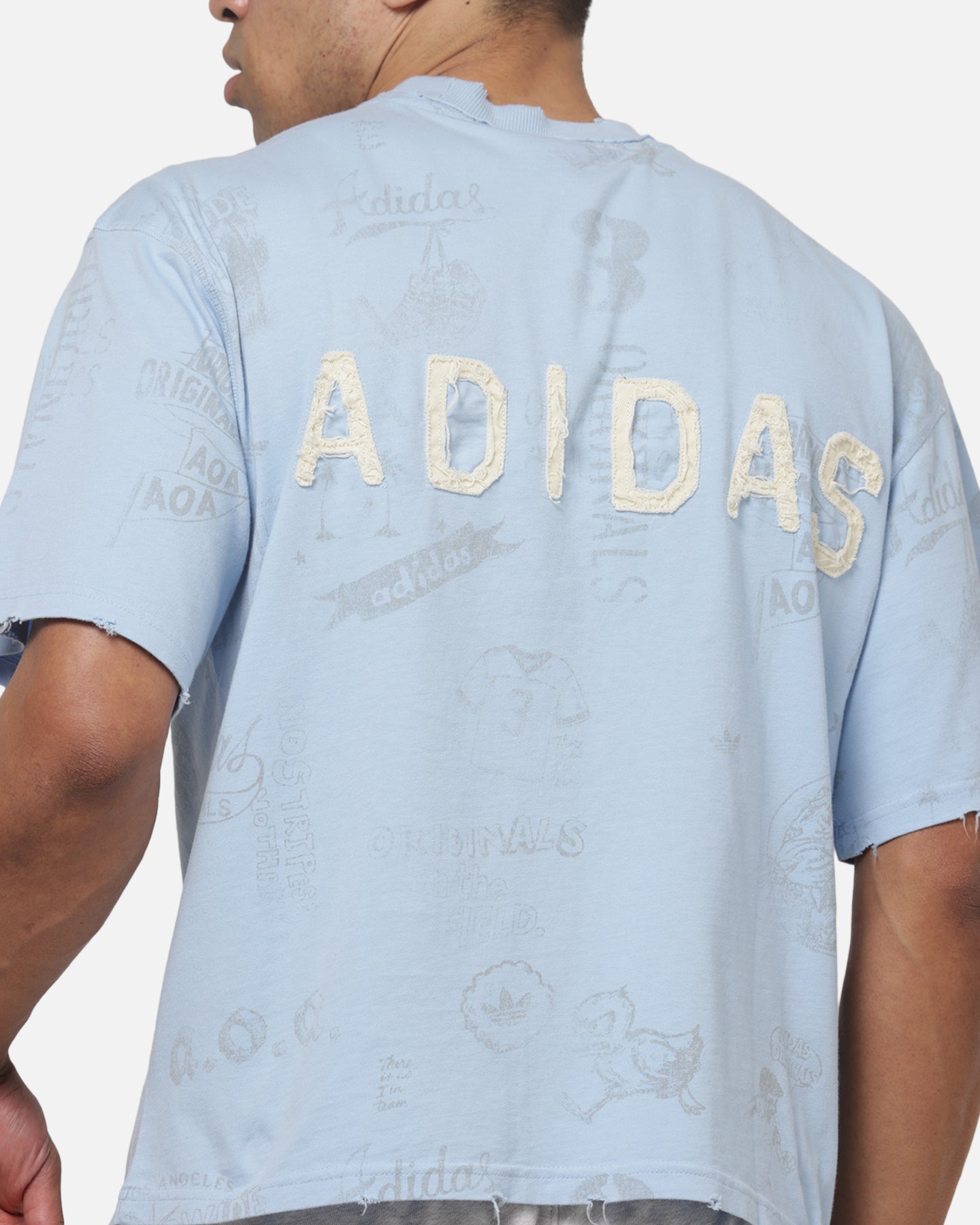 Adidas Vintage All Over Print T-Shirt Light Blue