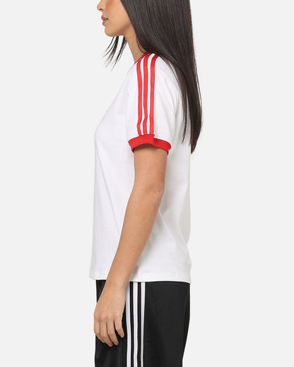 Adidas Women's 3 Stripe T-Shirt White/Red