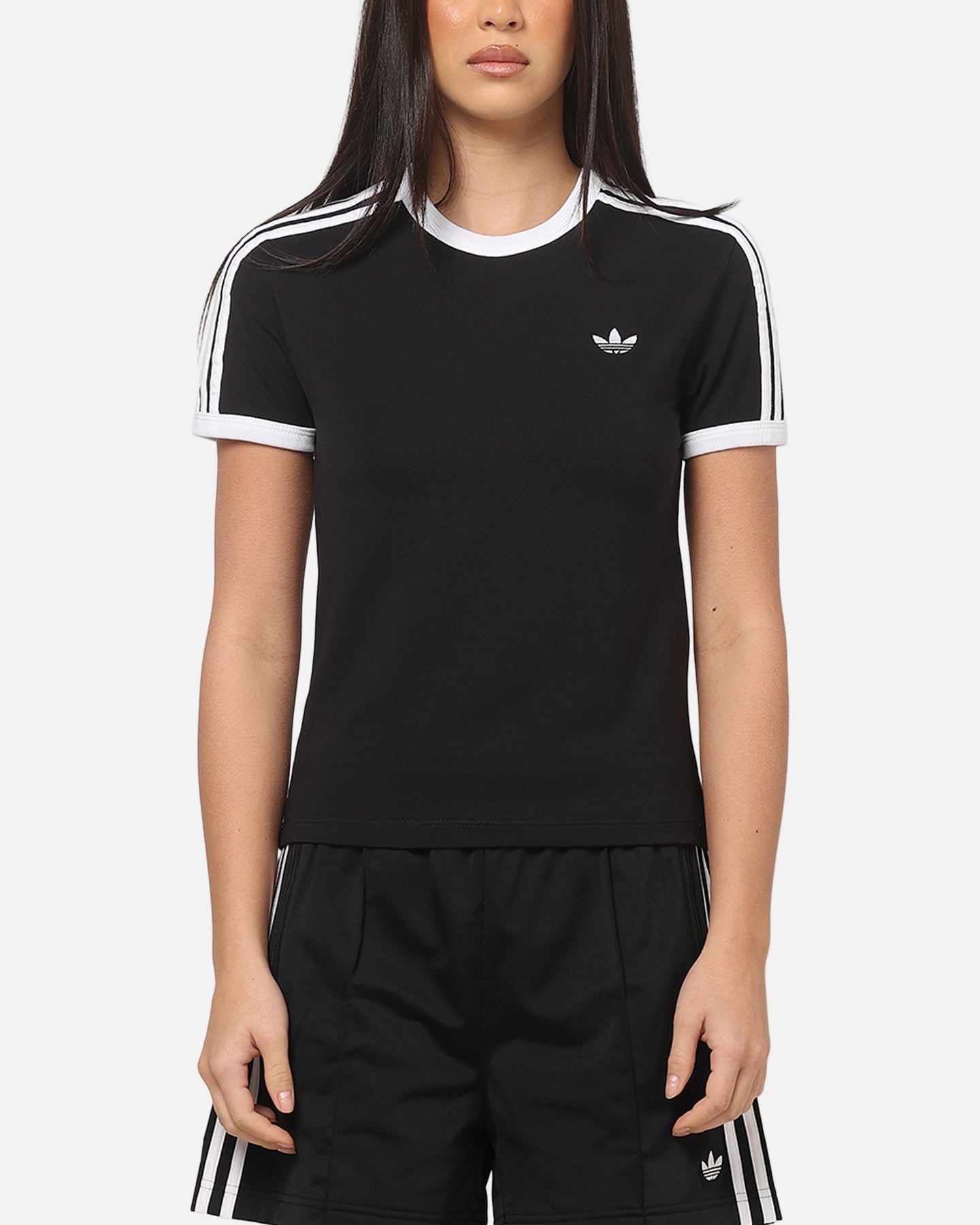 Adidas Women's 3 Stripe Slim T-Shirt Black/White