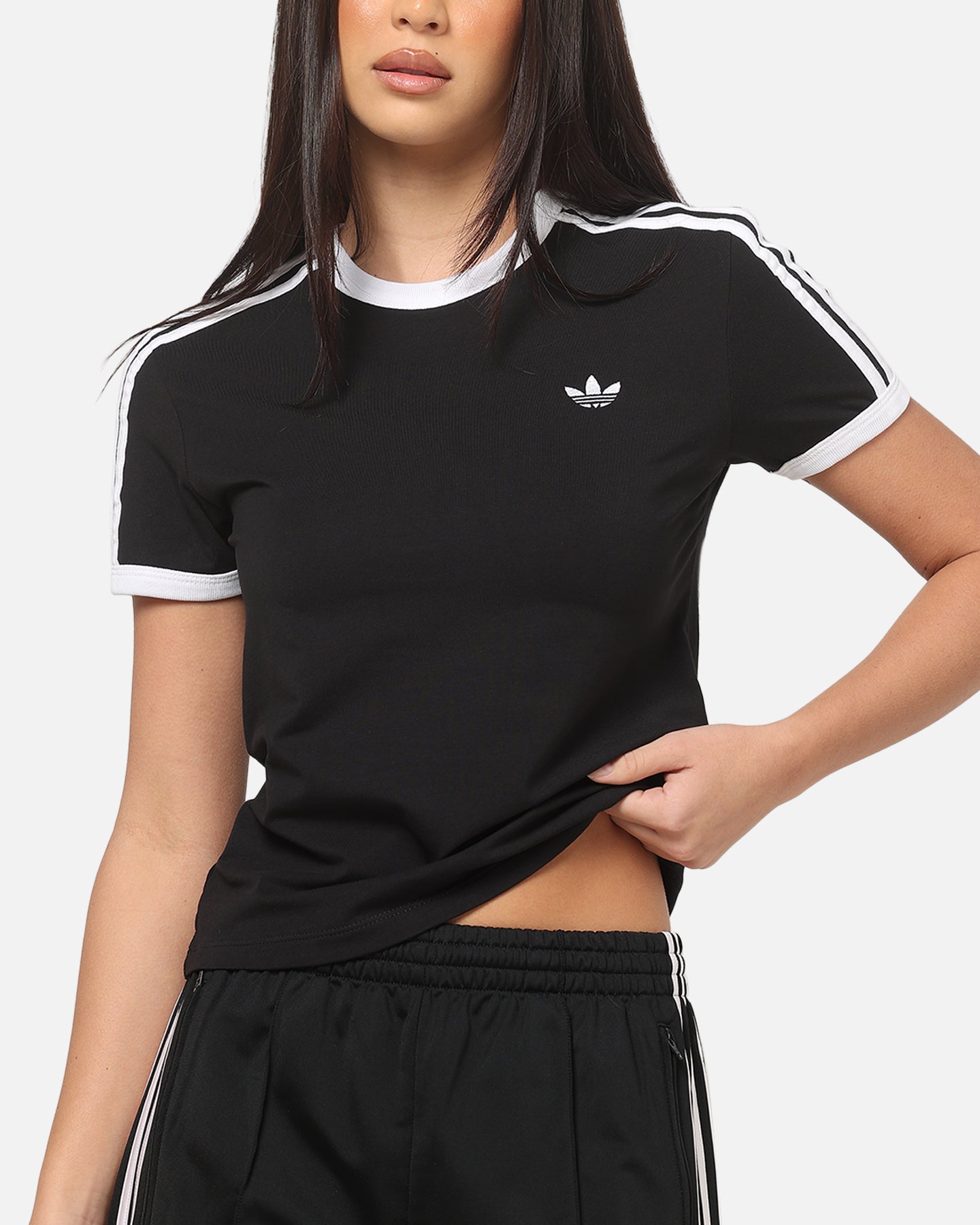 Adidas Women's 3 Stripe Slim T-Shirt Black/White