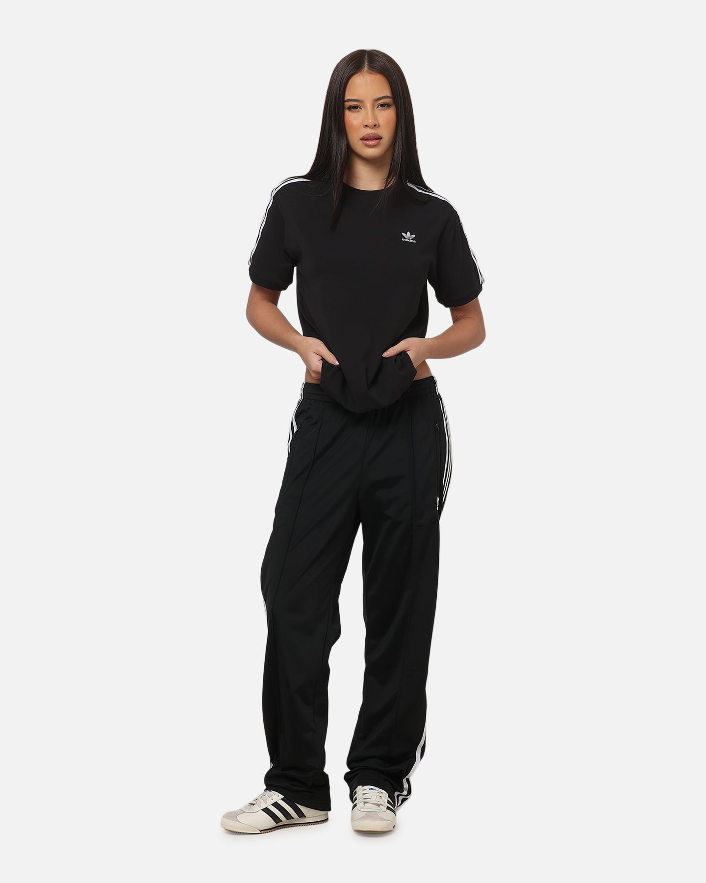 Adidas Women's 3 Stripe T-Shirt Black/White