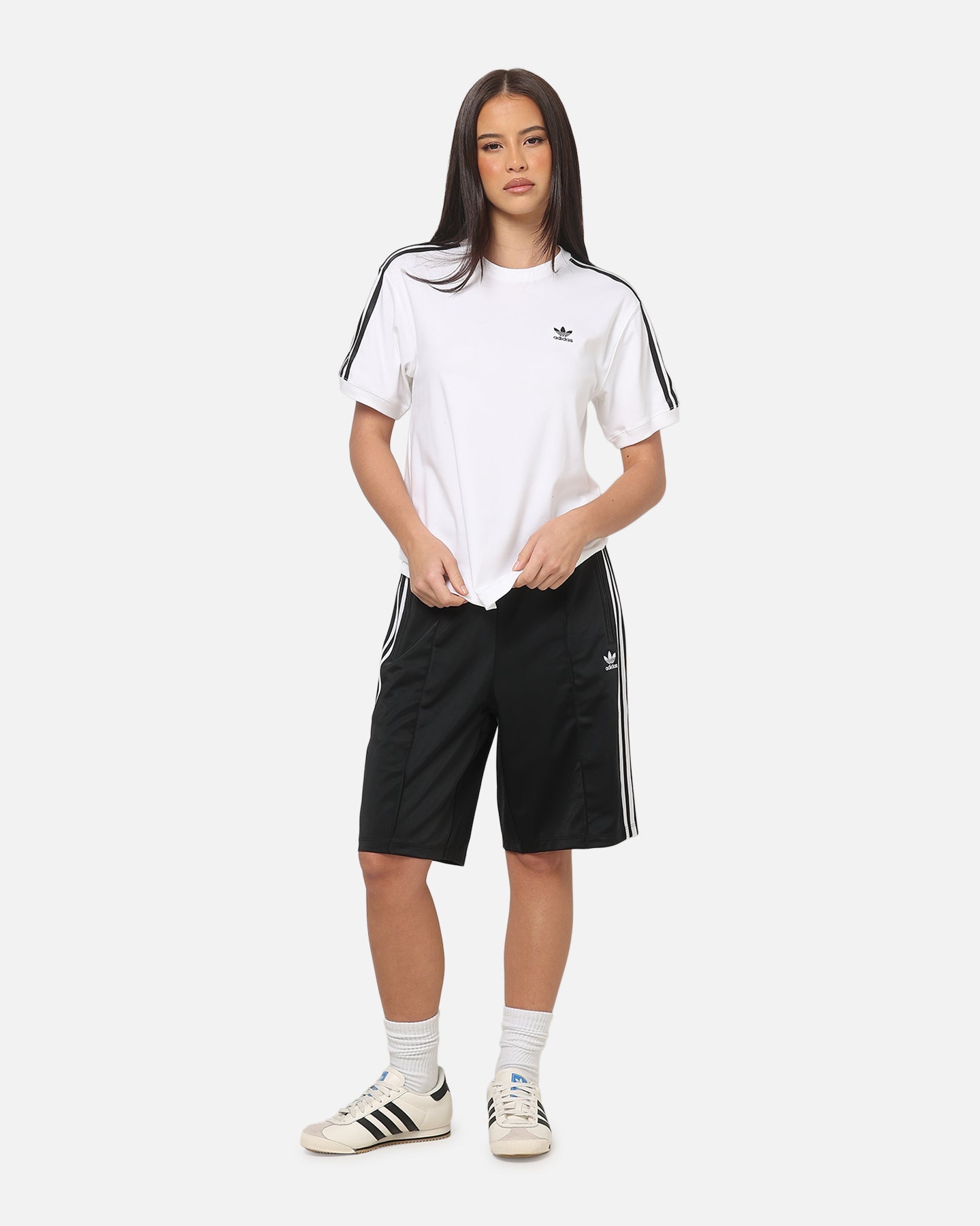 Adidas Women's 3 Stripe T-Shirt White/Black