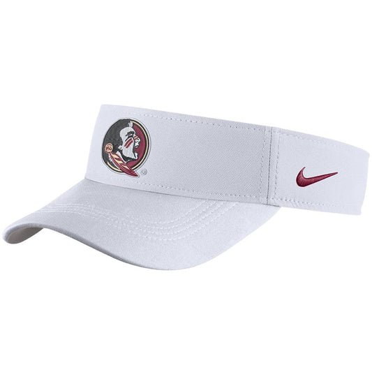 Nike Seminole Logo Dri-fit Adjustable Visor - White
