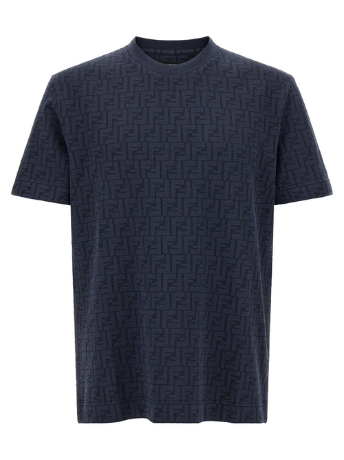 Fendi Logo-Embroidered Cotton Piqué T-Shirt — Navy