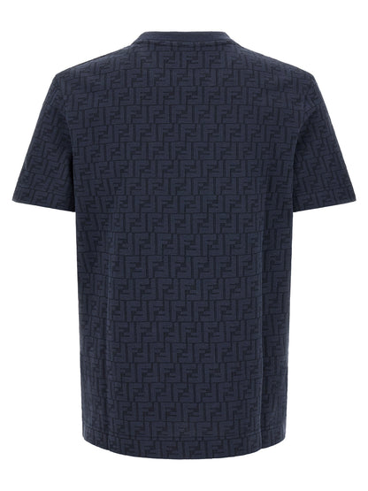Fendi Logo-Embroidered Cotton Piqué T-Shirt — Navy