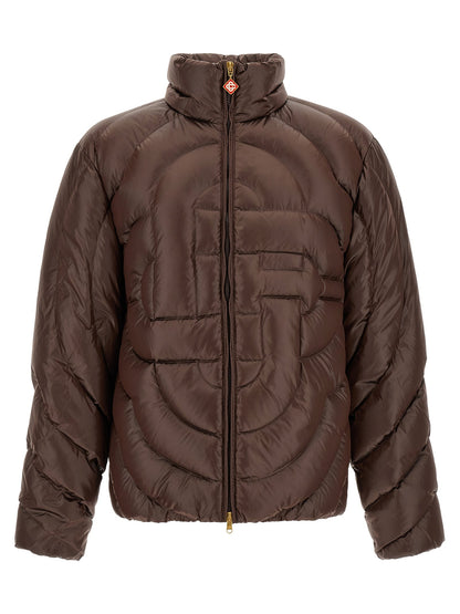 Casablanca Diamond Monogram Quilted Down Jacket — Brown