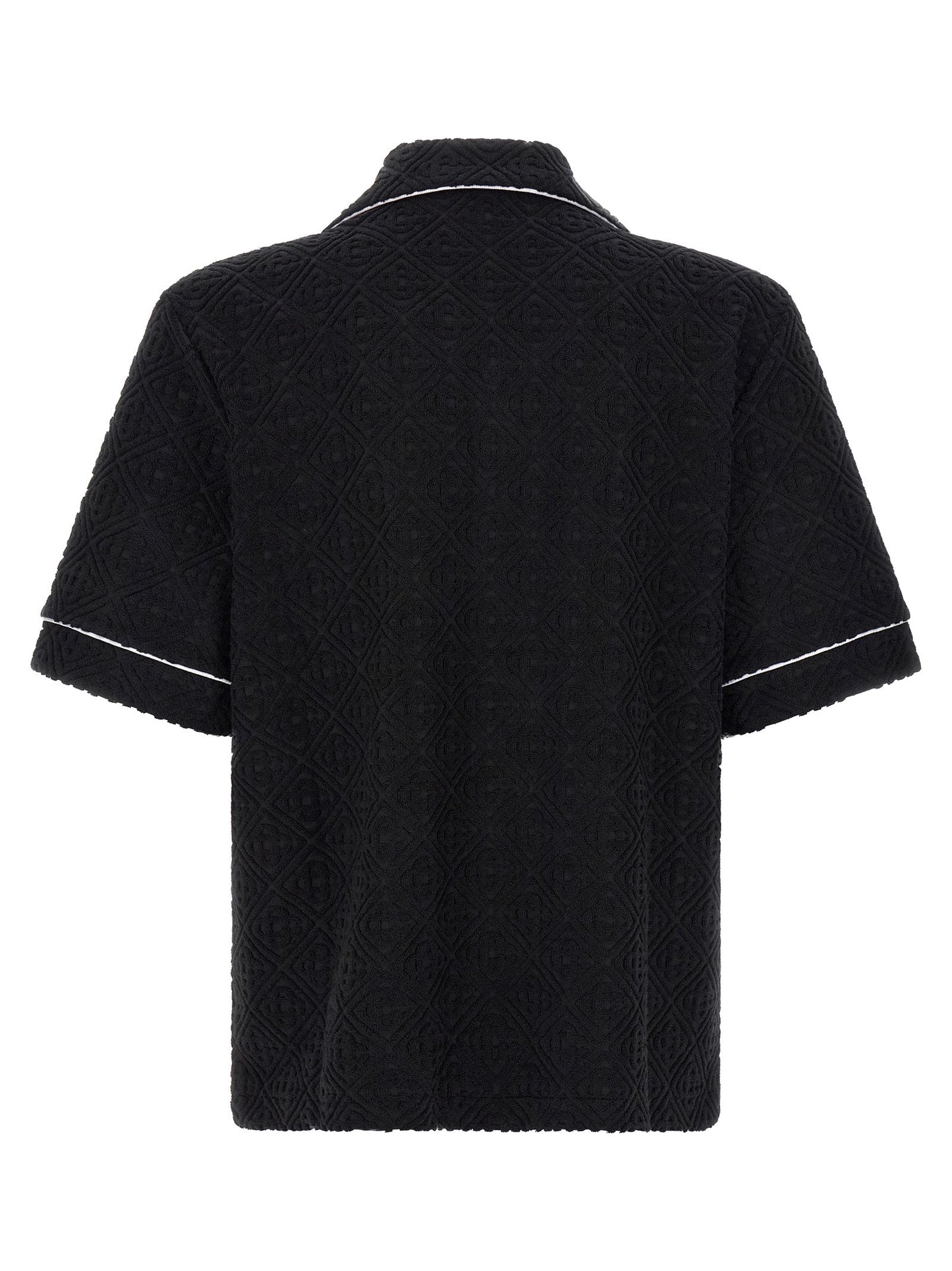 Casablanca Cotton Terrycloth Monogram Shirt — Black