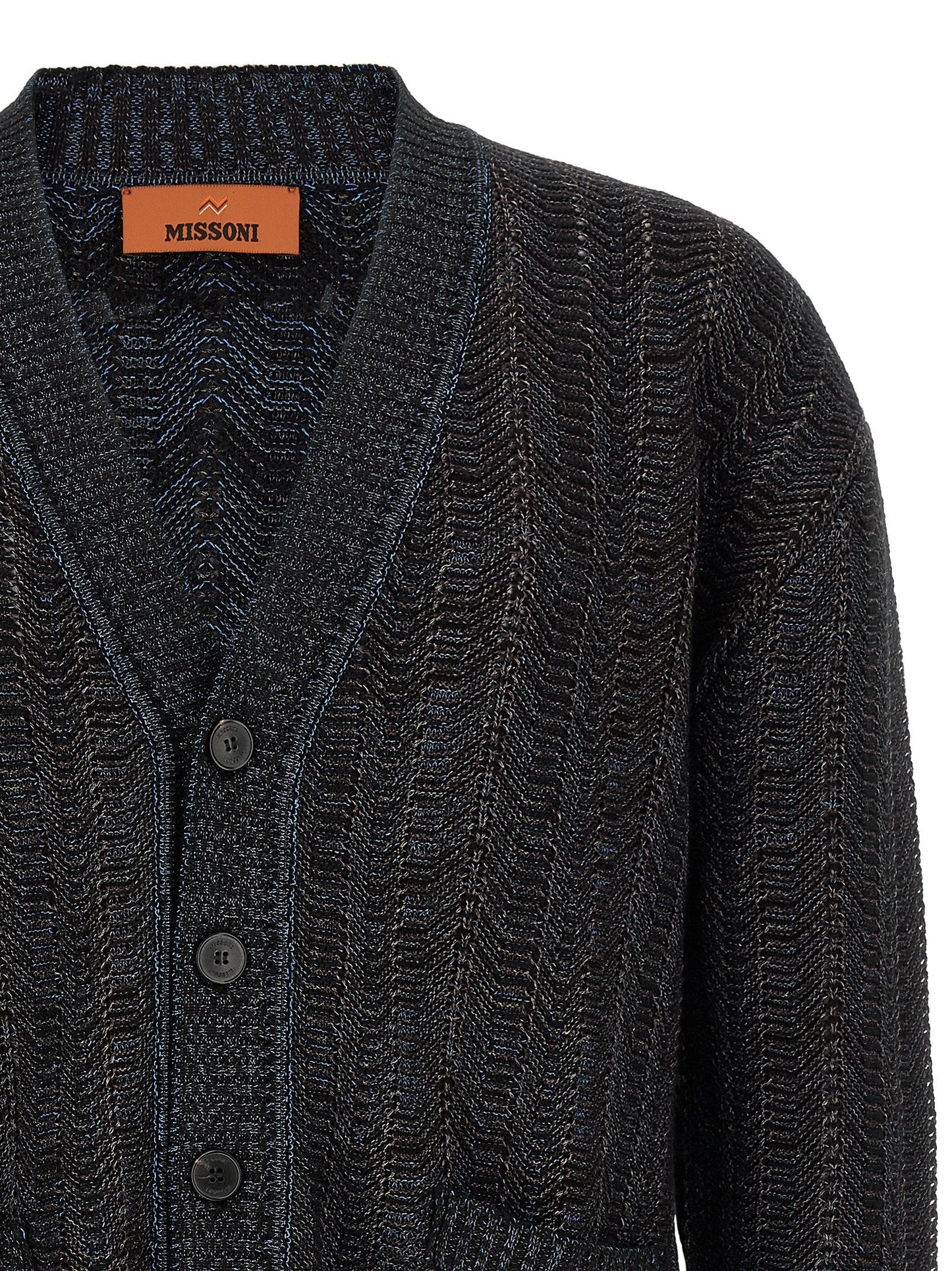Missoni Chevron-Textured Viscose Wool Cardigan — Black