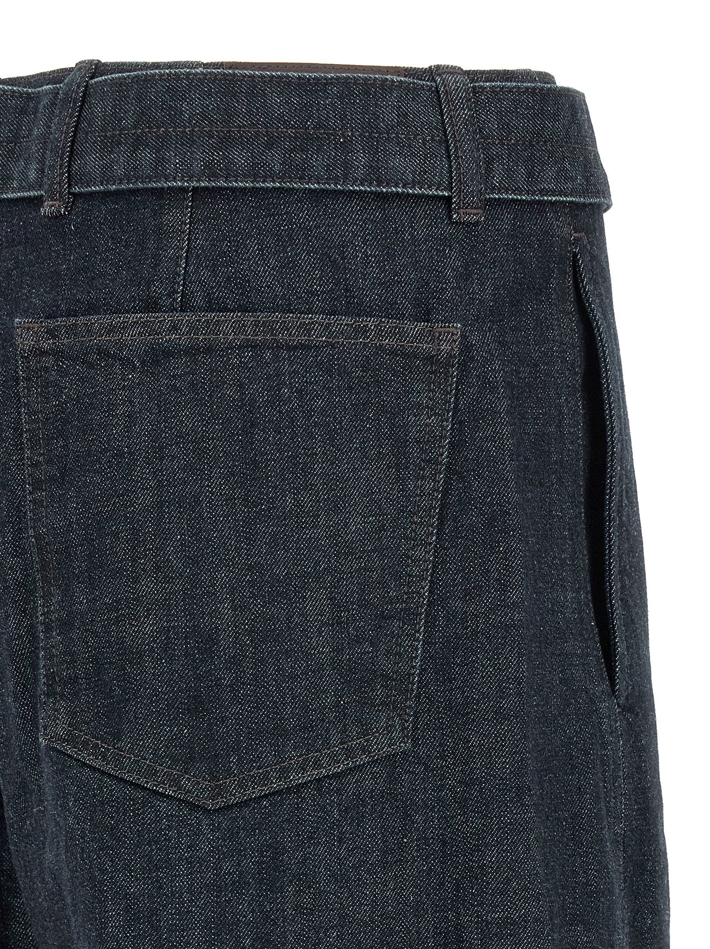 Lemaire Twisted Belted Cotton Denim Jeans — Blue