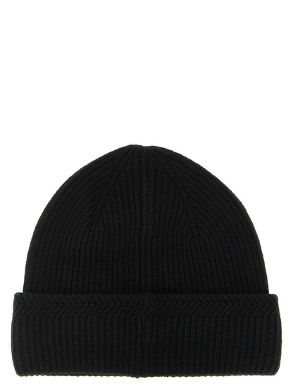 Moncler MO339769BM Virgin Wool & Cashmere Ribbed Beanie — Black