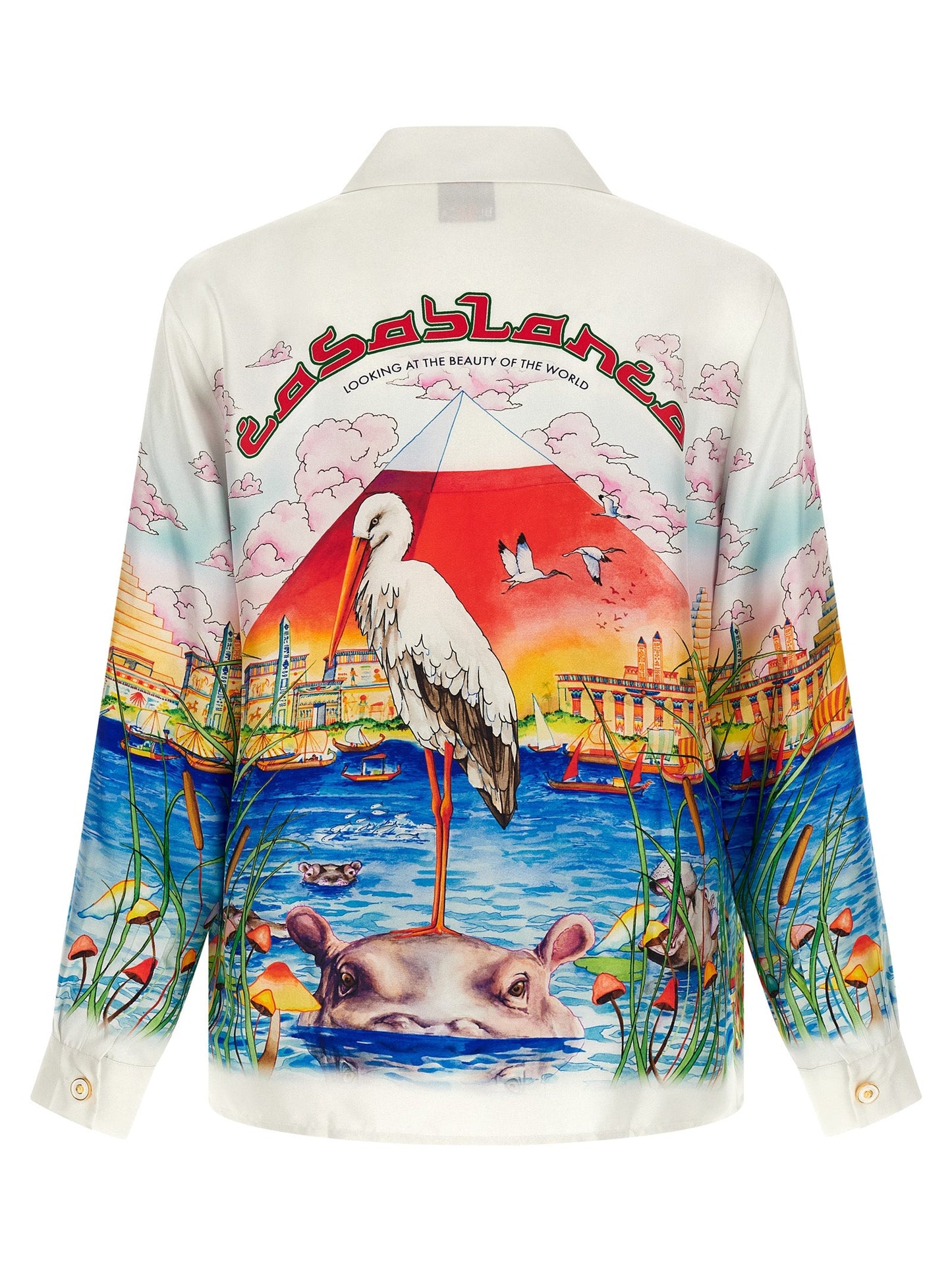 Casablanca Egypt As It Was Print Silk Shirt — Multicolor