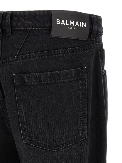Balmain Black Straight-Leg Denim Jeans — Black