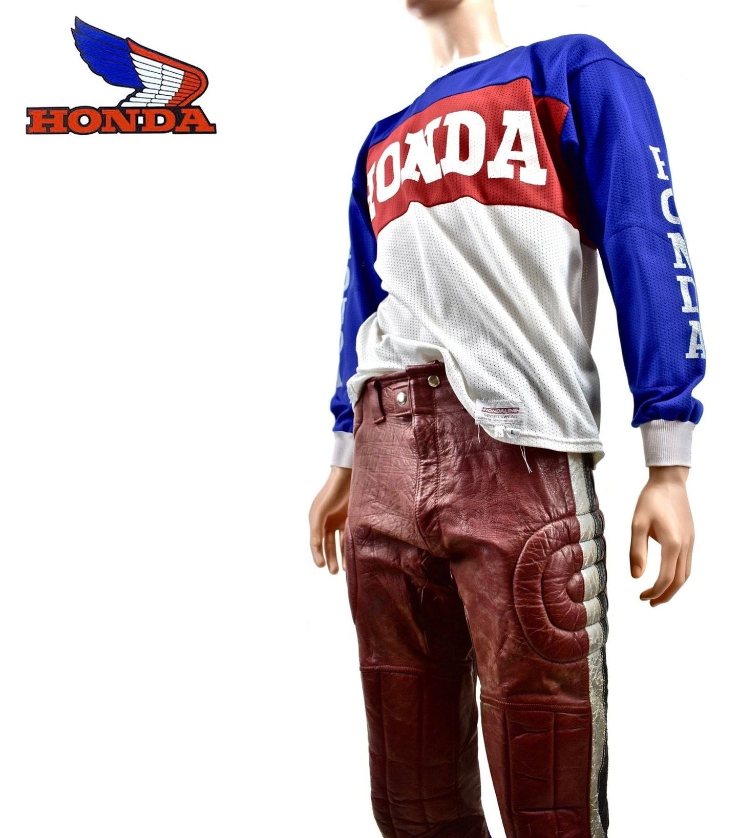 Hondaline Honda Motocross Motorcycle Red Leather MX Racing Pants 34