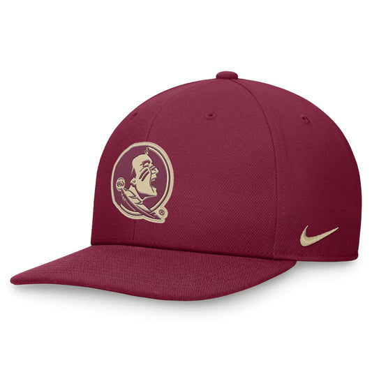 Nike Seminole Logo Patch Dri-fit Pro Structured Square Bill Adjustable Cap - Garnet