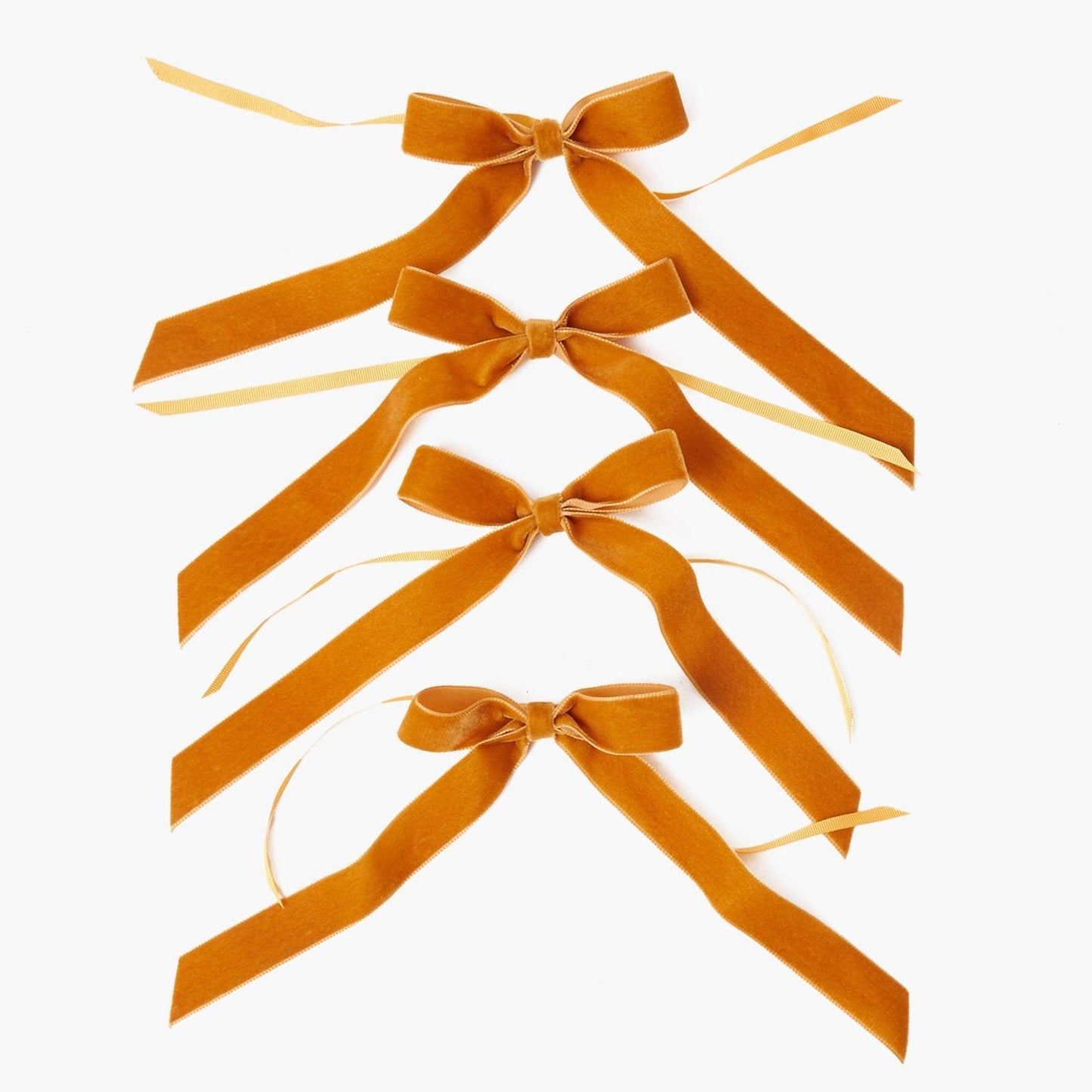 Mustard Velvet Bows (Set of 4) - 20cm