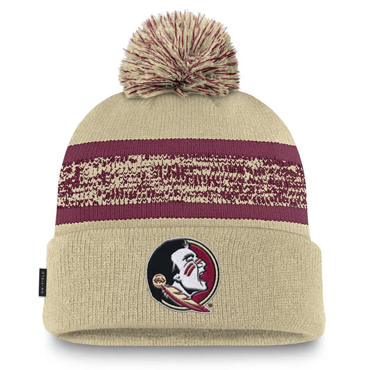 Nike Seminole Logo Cuff Pom Knit Cap - Gold/Garnet