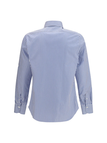 Finamore Striped Cotton Shirt — Blue