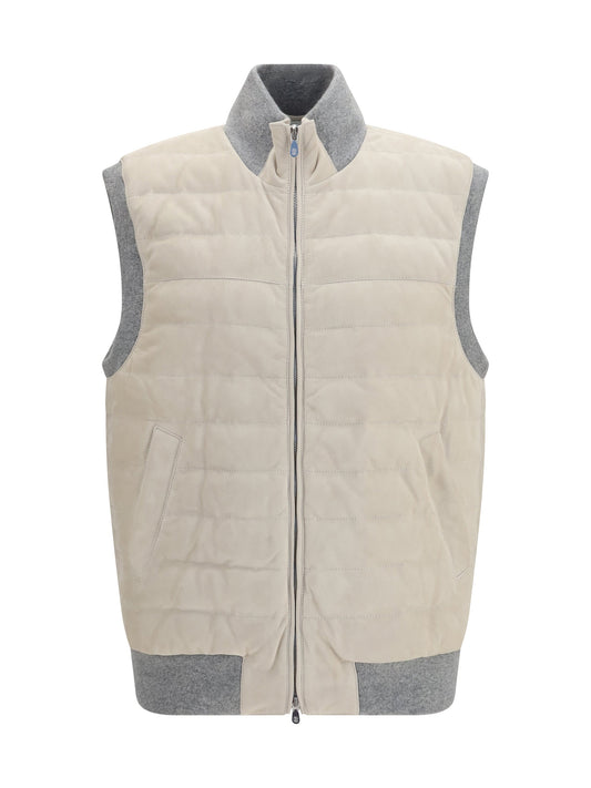 Brunello Cucinelli Padded Quilted Vest — White