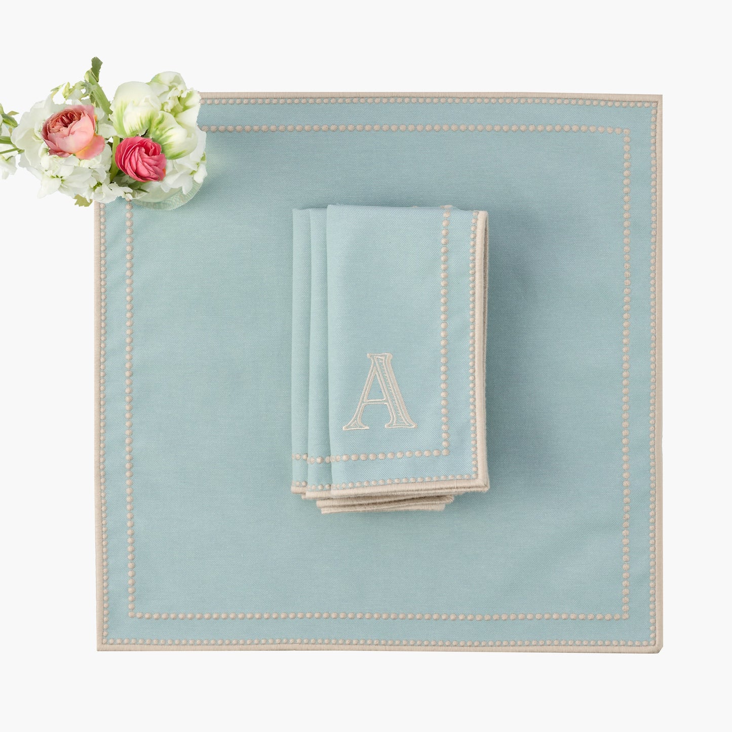 Duck Egg Blue & Sand Mariana Napkins (Set of 4)