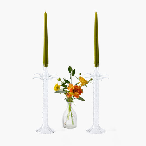 Palm Tree Glass Candle Holders (Pair)
