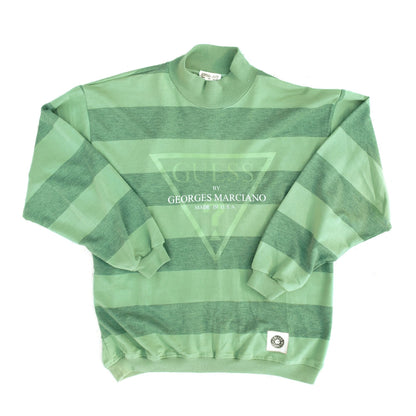 Guess Jeans Inspired 90s Bootleg Striped Crew Sweatshirt Glow-In-Dark NEW