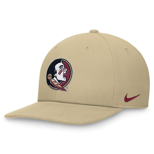 Nike Seminole Logo Dri-fit Adjustable Pro Structured Square Bill Cap - Vegas Gold